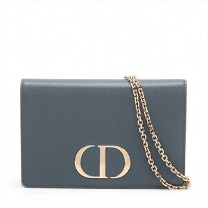 Christian Dior Montaigne Leather Chain Wallet Bag Navy Blue